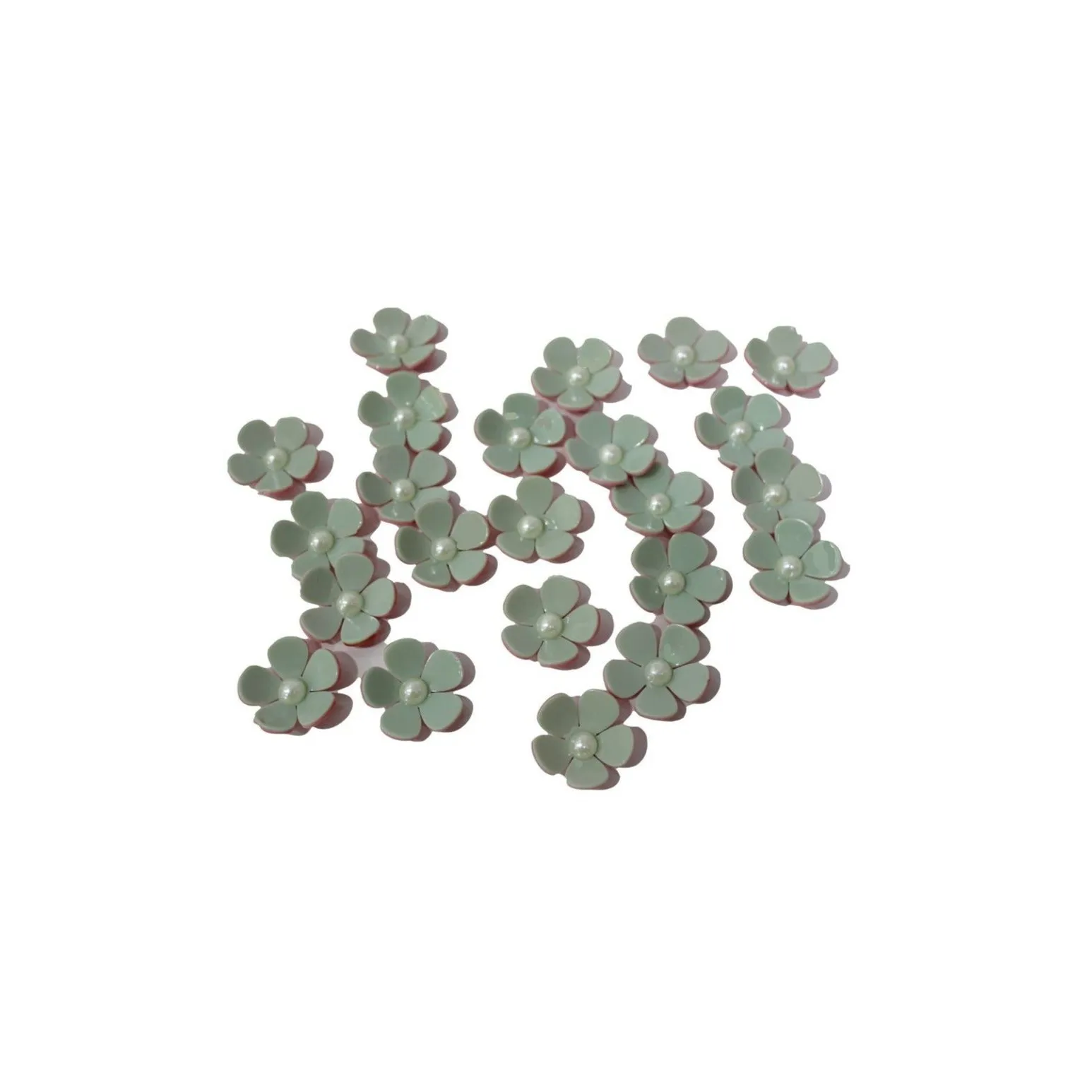 🌸 3D Acrylic Floral Cabochons for DIY Crafts & Decor! Pink, Navy, Light Gray, Dark Red, 35mm 🎨