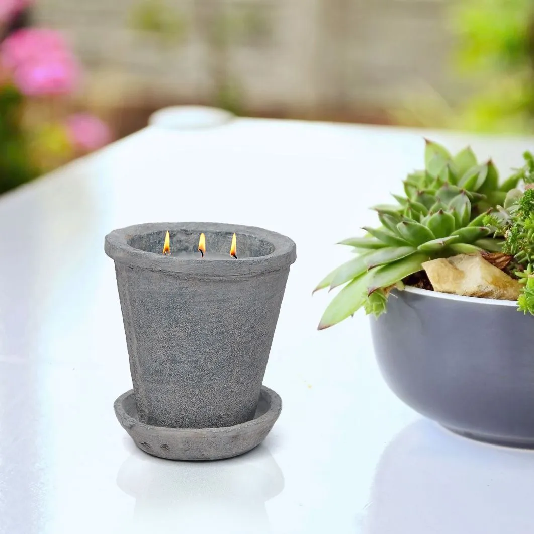 12 Oz Candle - Cement Pot - 3 Wicks - Outdoor - Indoor - Modern Design - Gift