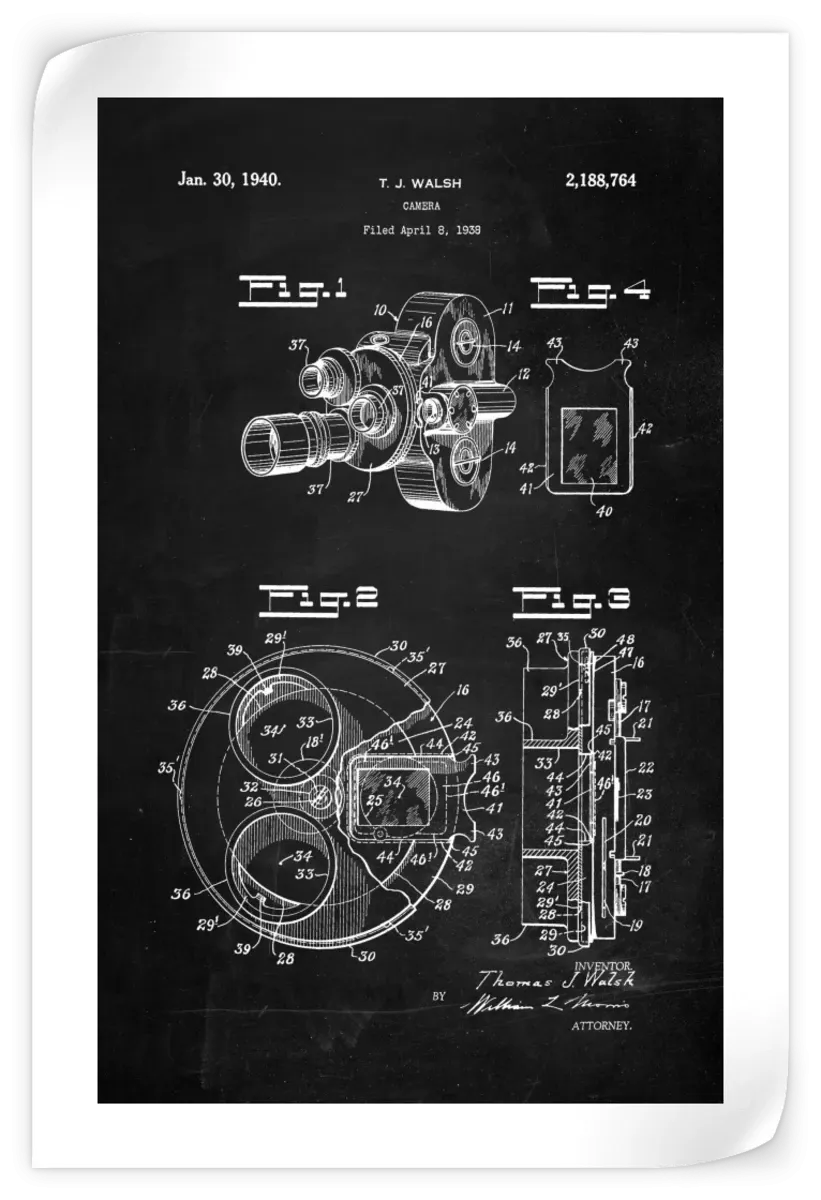 1938 Camera Patent Wall Art