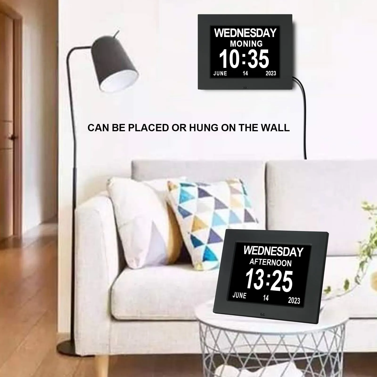 [2020 Newest] 7.5 Inch Extra Large Calendar Day Date Time Clock with Non-Abbreviated Day Month Dementia Clocks Perfect for Senior Vision impaired