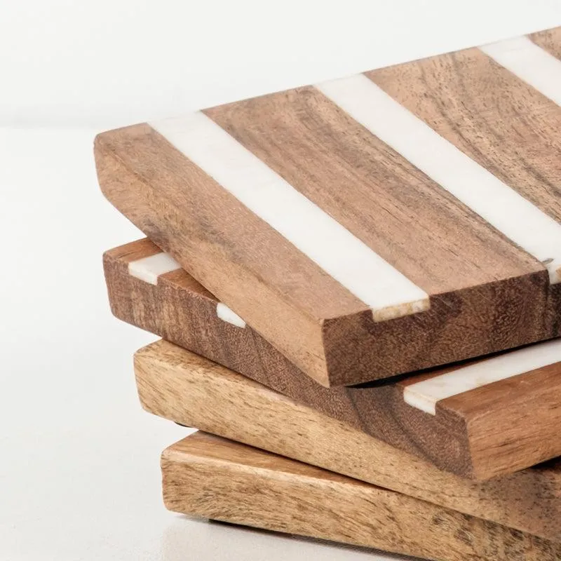 4 Pack Coasters with Wood & Resin Inlay - Classic Line