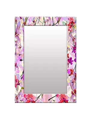 999STORE Printed Mirror for Bathroom Mirrors Decorative Multicolor Flower washroom Bathroom Mirror (MDF_14X20 Inches) MirrorSMP265