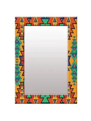 999STORE Printed washroom Decoration Items Mirrors for Decorating Wall Multicolor Triangles washroom Bathroom Mirror (MDF_18X24 Inches) MirrorBRP25