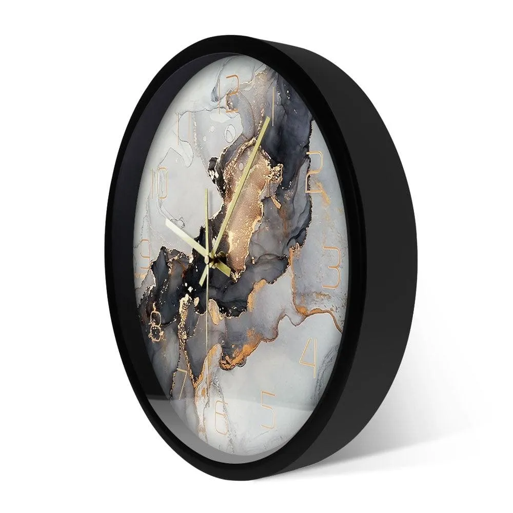 Abstract Alcohol Ink Printed Wall Clock Modern Art Marble Texture Silent Quartz