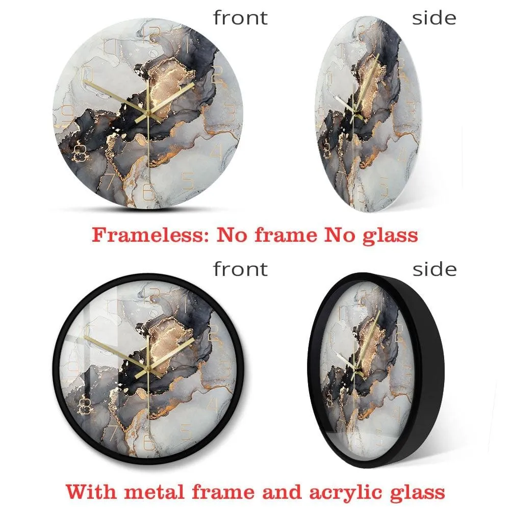 Abstract Alcohol Ink Printed Wall Clock Modern Art Marble Texture Silent Quartz