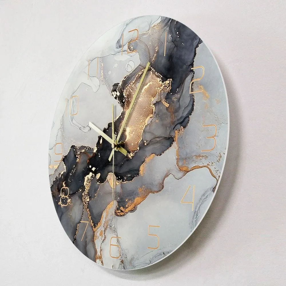 Abstract Alcohol Ink Printed Wall Clock Modern Art Marble Texture Silent Quartz