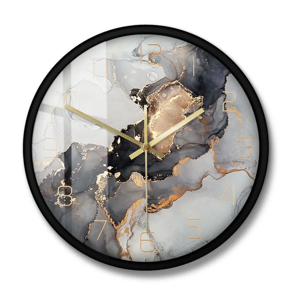 Abstract Alcohol Ink Printed Wall Clock Modern Art Marble Texture Silent Quartz