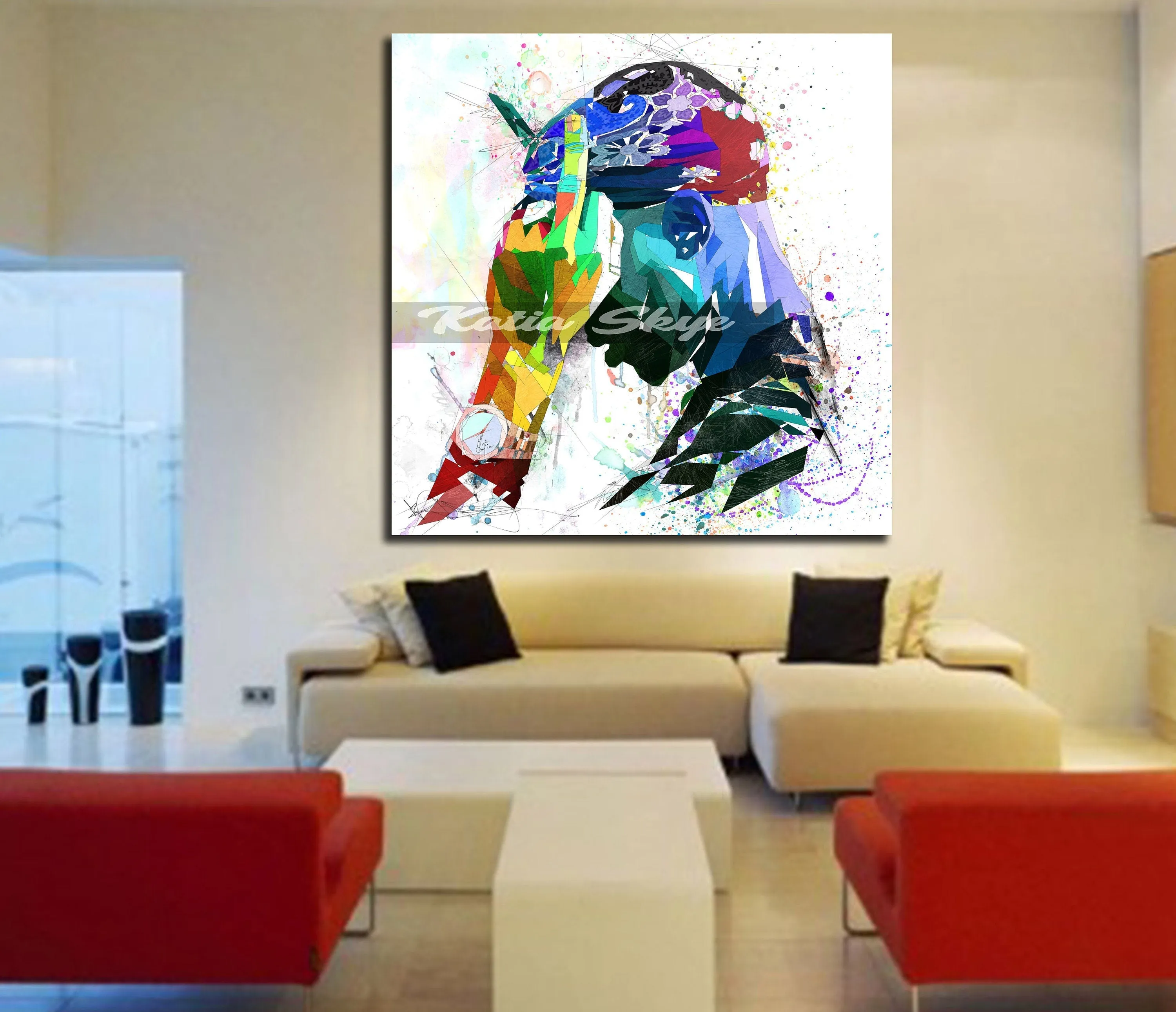 Abstract Canvas Art Inspired by Tupac Shakur, // MUS-TS02