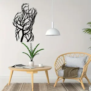 Abstract Metal Tree Art: Man and Woman Wall Decor - A Modern Wall Hanging Tree Wall Sculpture for Artistic Wall Decoration - Perfect Wedding Gift