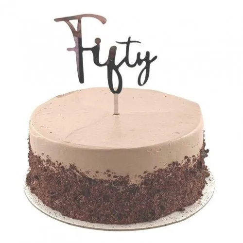 Acrylic Mirror Birthday Cake Topper - Fifty