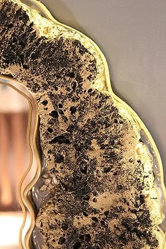 ARTESANIA BY SHALLY Handmade Wall Mounted Decorative Lava Mirror | Home Decor Item for Living Room Bedroom (Golden with Tinch of Black) LM-1111