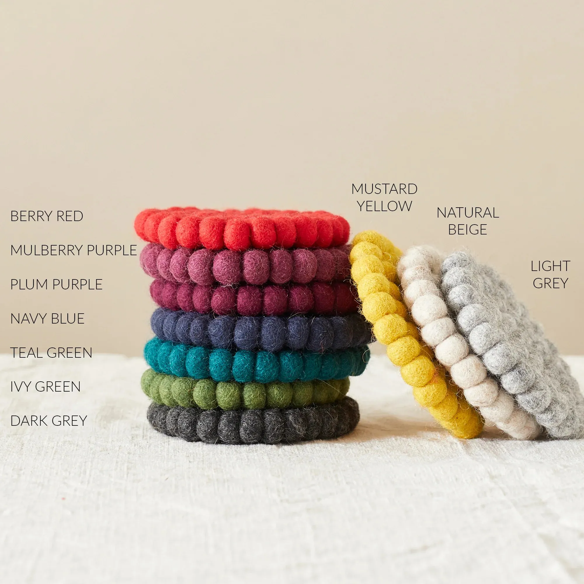 ASIK Handmade Eco Felt Ball Coaster - Berry Red