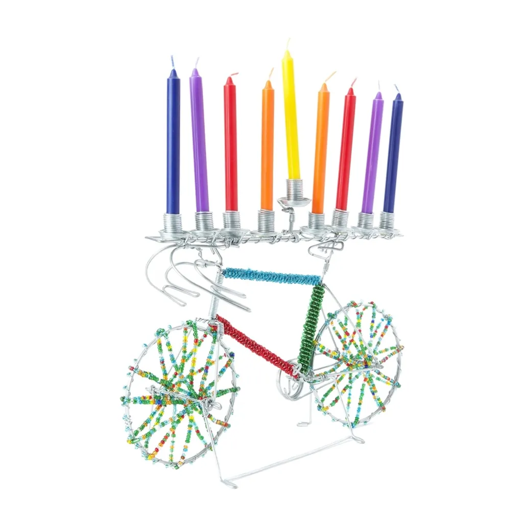 Beaded Bicycle Hannukah Menorah [FINAL SALE]