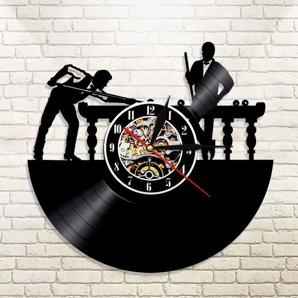 Billiards Player Wall Sign Personalised Led Vinyl Record Wall Clock Unique Pool