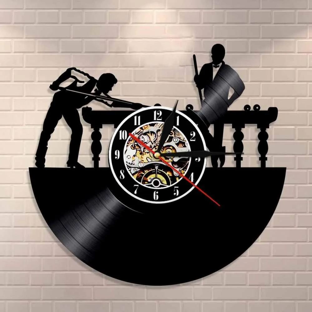 Billiards Player Wall Sign Personalised Led Vinyl Record Wall Clock Unique Pool