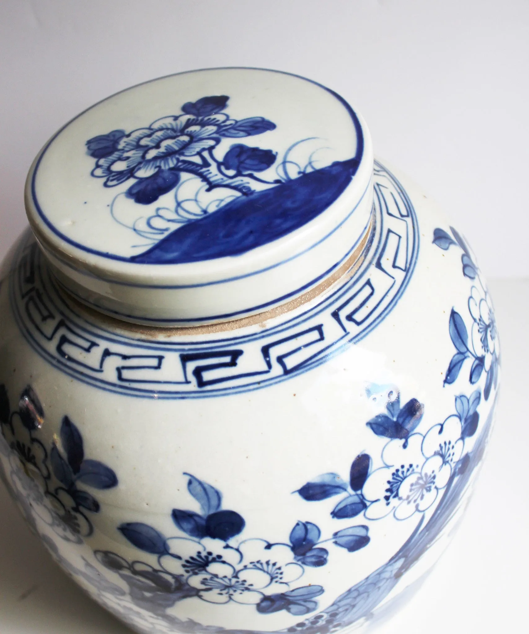 Blue & White Ginger Jar, 10" Birds