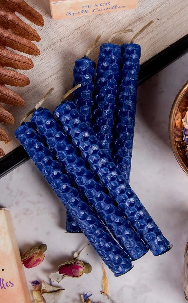 Blue Beeswax Chime Spell Candles