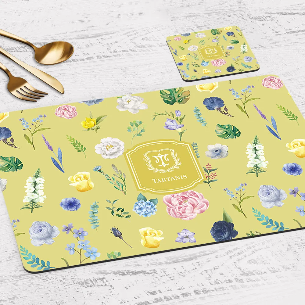 Botanica Tableware Set (4 Placemats & 4 Casters)