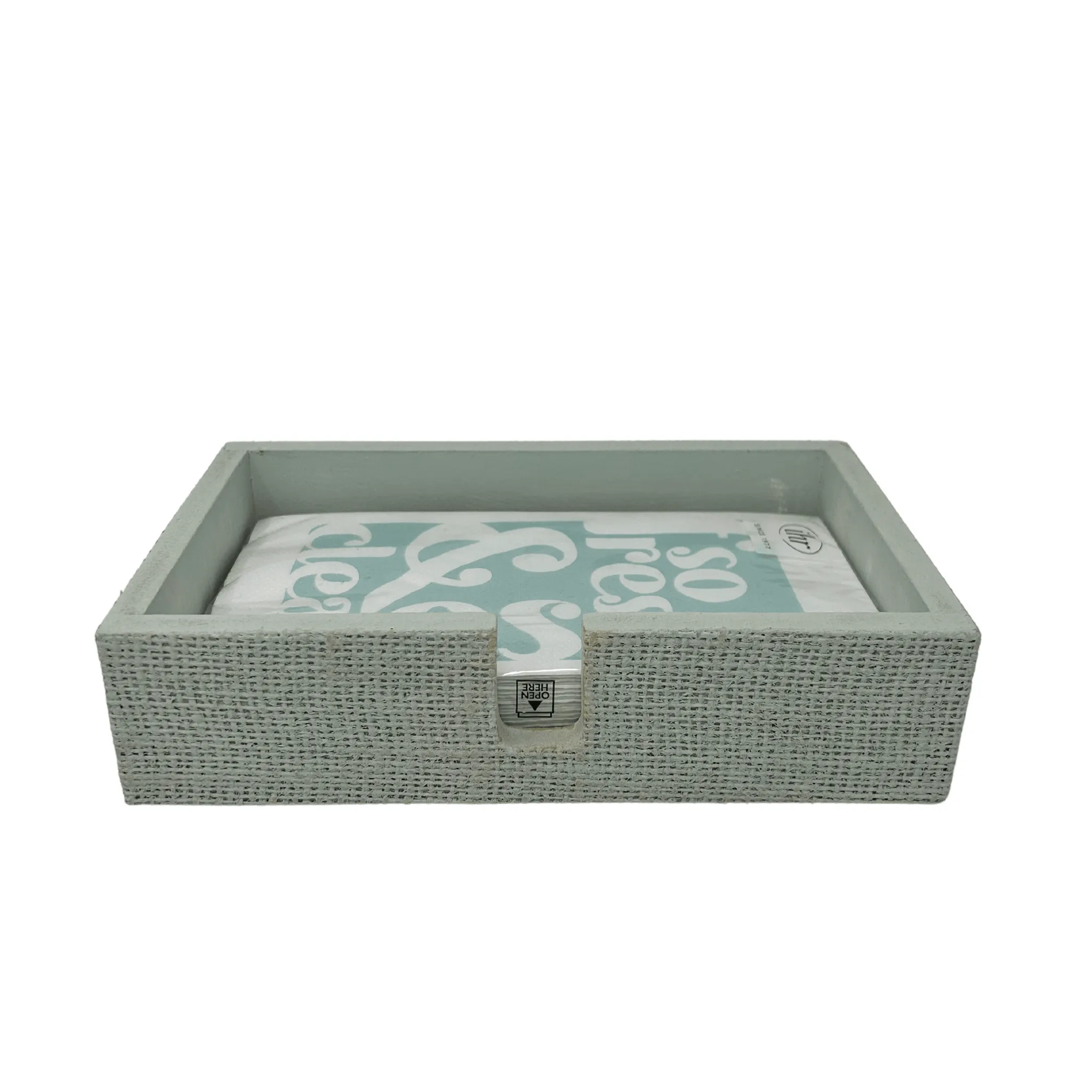 Burlap Napkin Holder in Seafoam