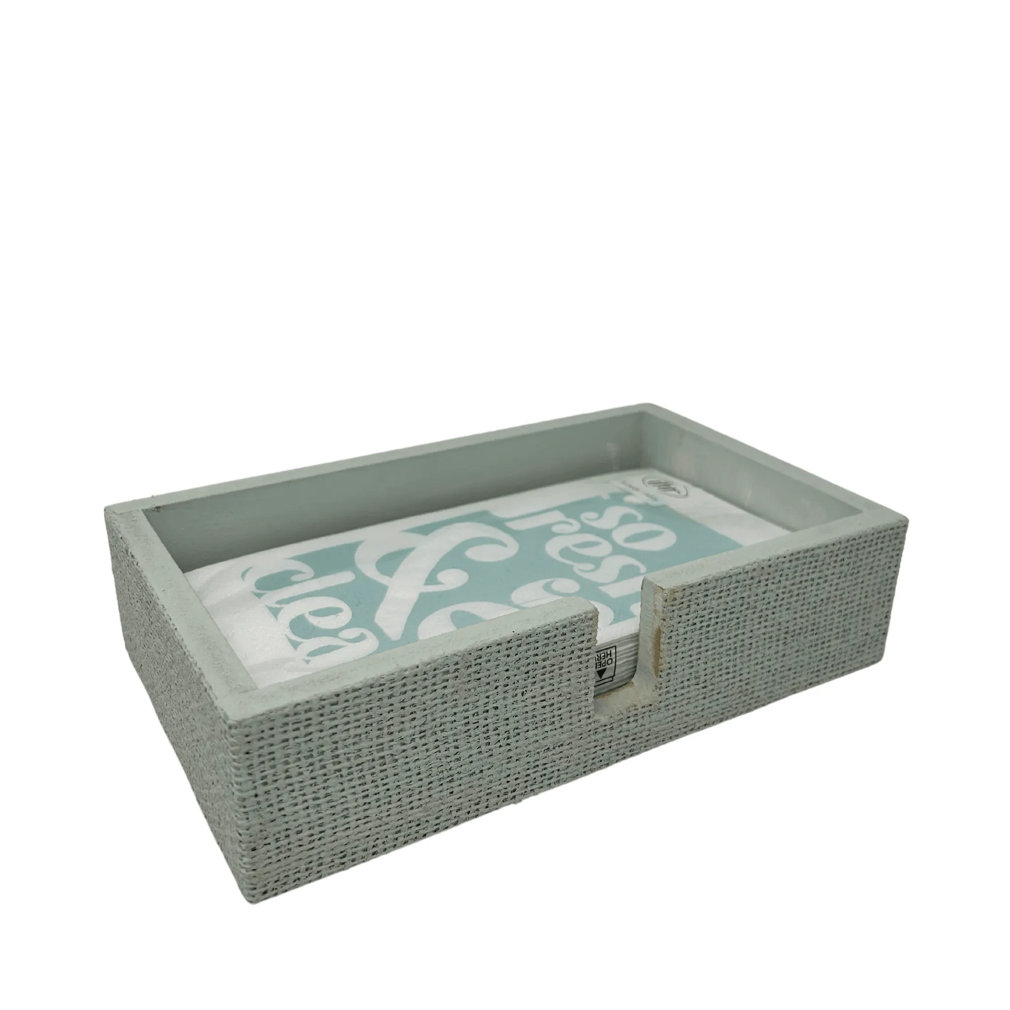 Burlap Napkin Holder in Seafoam