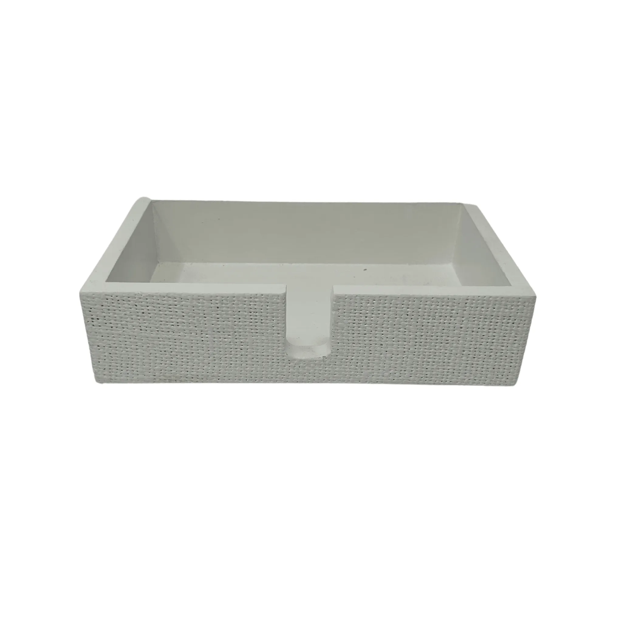 Burlap Napkin Holder in White Gloss