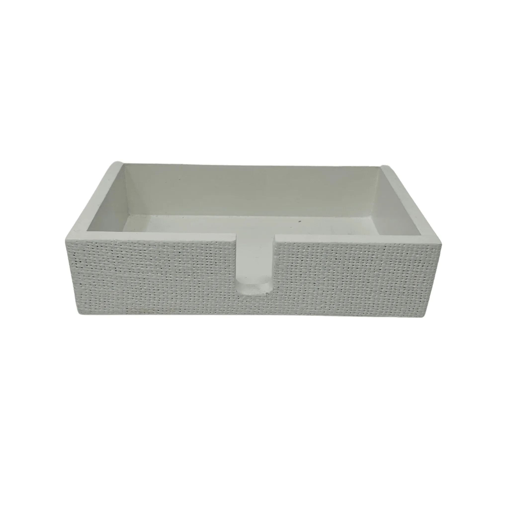 Burlap Napkin Holder in White Gloss