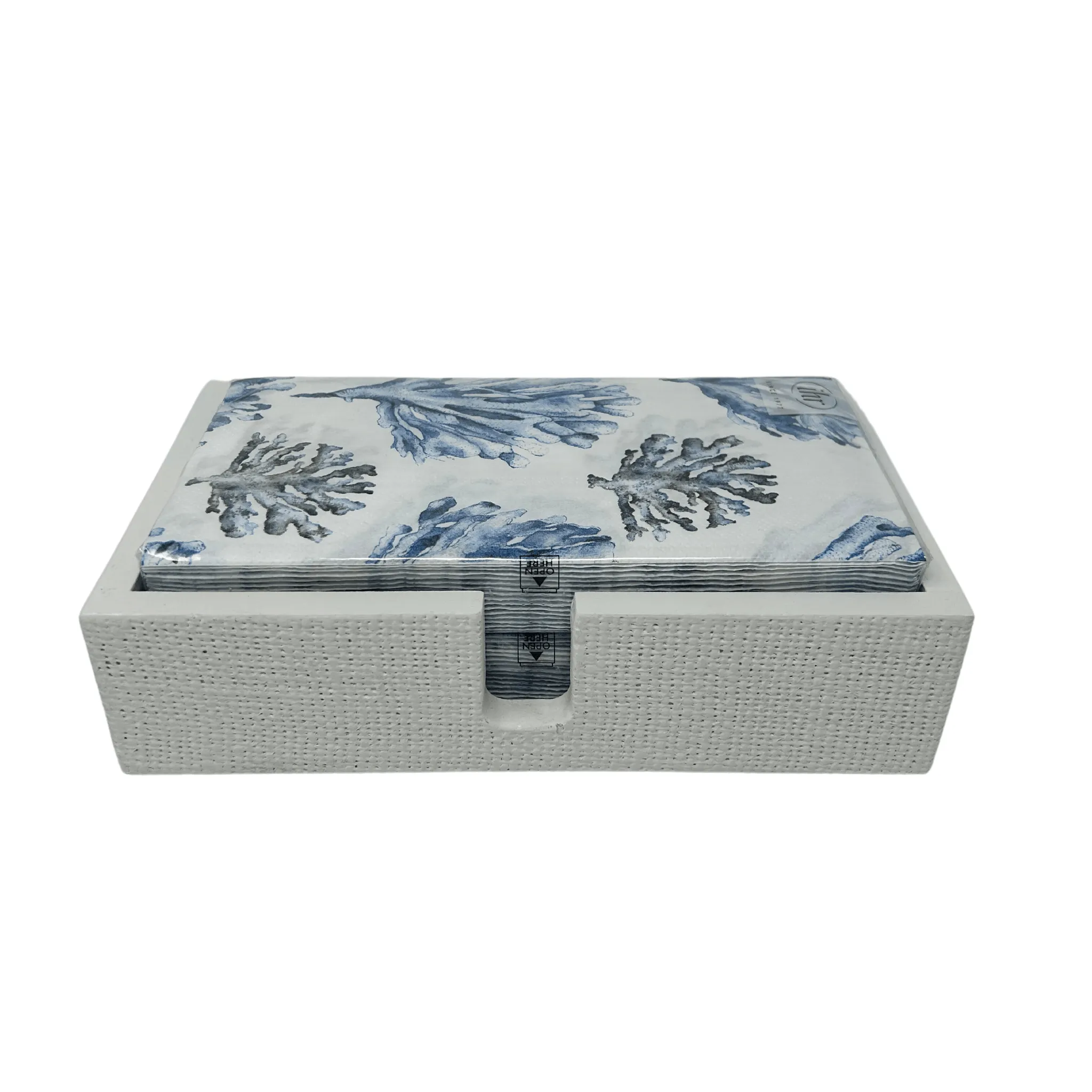 Burlap Napkin Holder in White Gloss