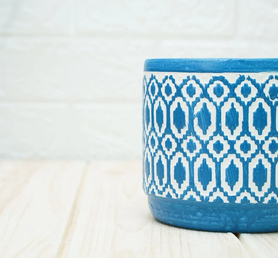 Ceramic Pots for Plants | Blue Aztec Pattern