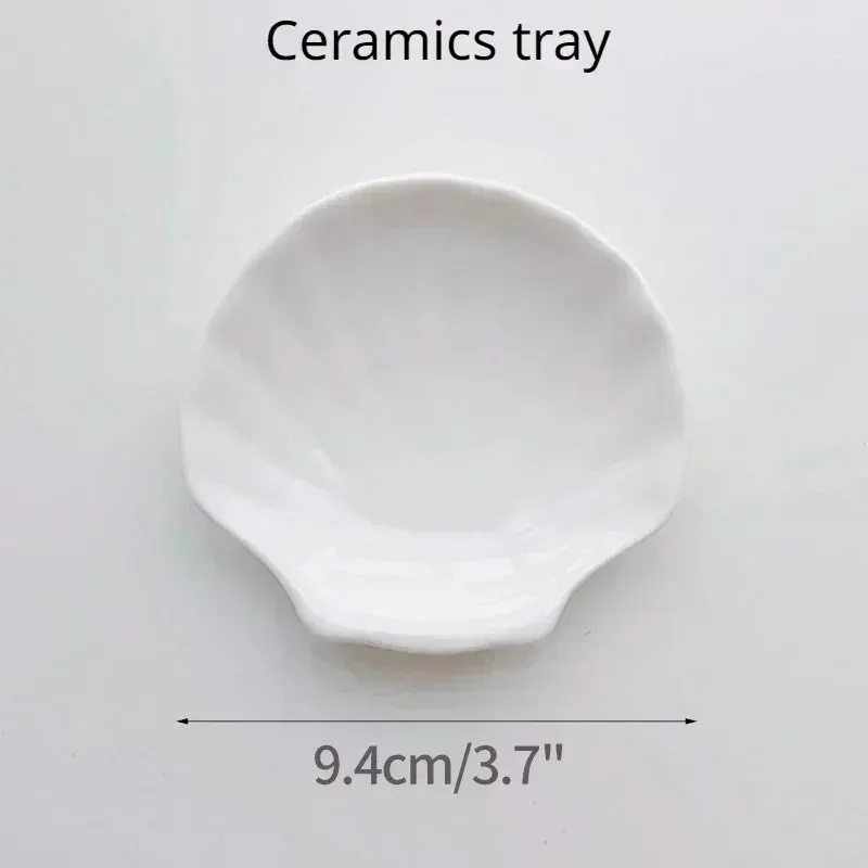 Ceramic Shell Storage Trays White Creative Tray for Decoration jewelry Plate Ceramic Plate Table Decoration Tray 접시