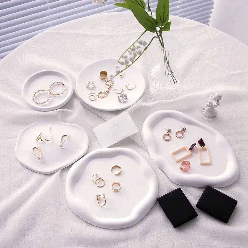 Ceramic Shell Storage Trays White Creative Tray for Decoration jewelry Plate Ceramic Plate Table Decoration Tray 접시