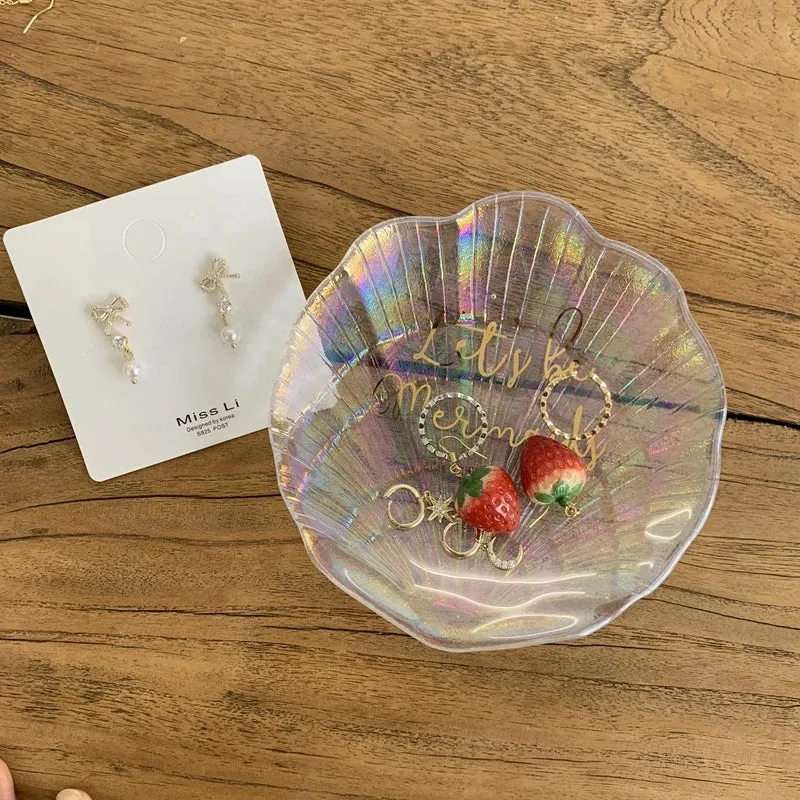 Ceramic Shell Storage Trays White Creative Tray for Decoration jewelry Plate Ceramic Plate Table Decoration Tray 접시