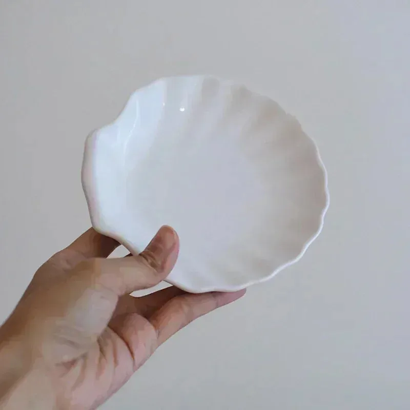 Ceramic Shell Storage Trays White Creative Tray for Decoration jewelry Plate Ceramic Plate Table Decoration Tray 접시