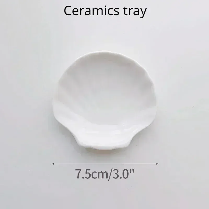 Ceramic Shell Storage Trays White Creative Tray for Decoration jewelry Plate Ceramic Plate Table Decoration Tray 접시