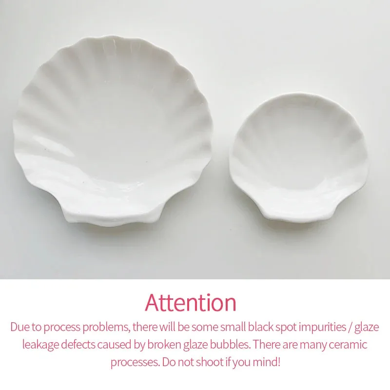 Ceramic Shell Storage Trays White Creative Tray for Decoration jewelry Plate Ceramic Plate Table Decoration Tray 접시