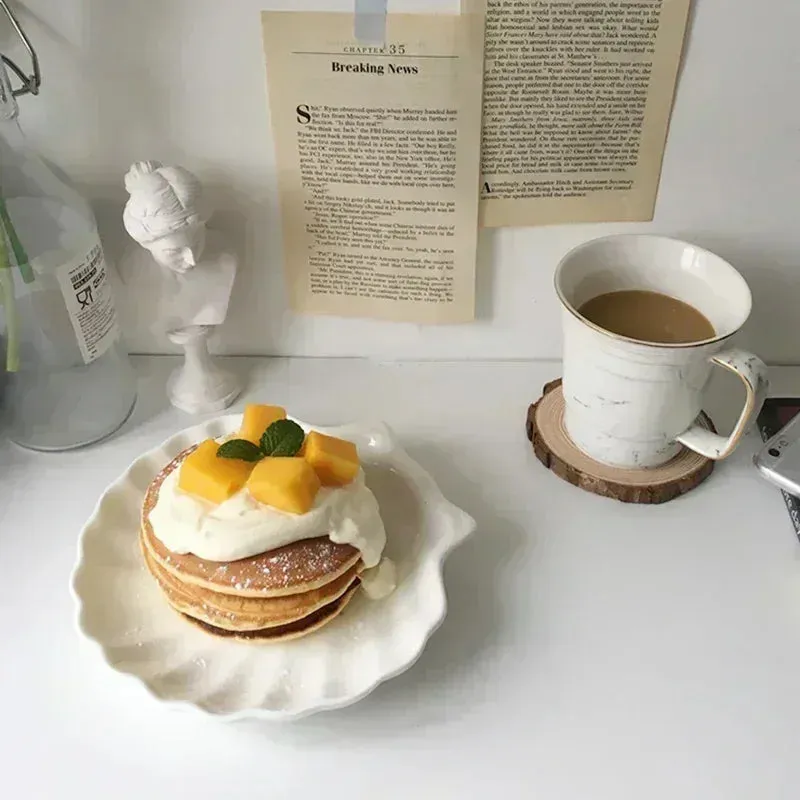Ceramic Shell Storage Trays White Creative Tray for Decoration jewelry Plate Ceramic Plate Table Decoration Tray 접시
