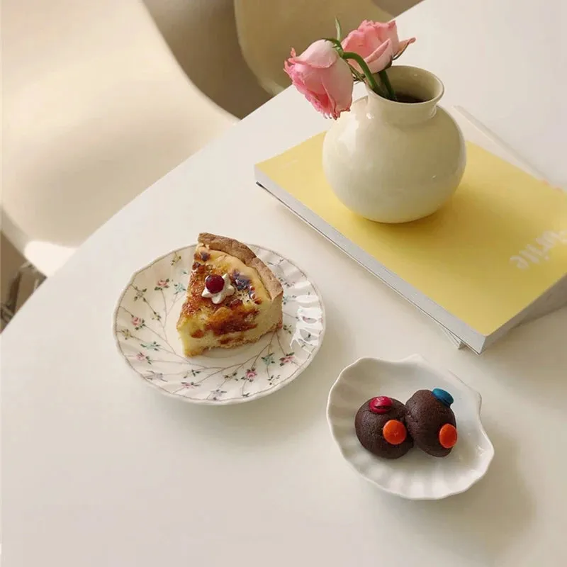 Ceramic Shell Storage Trays White Creative Tray for Decoration jewelry Plate Ceramic Plate Table Decoration Tray 접시