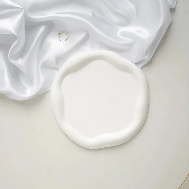 Ceramic Shell Storage Trays White Creative Tray for Decoration jewelry Plate Ceramic Plate Table Decoration Tray 접시