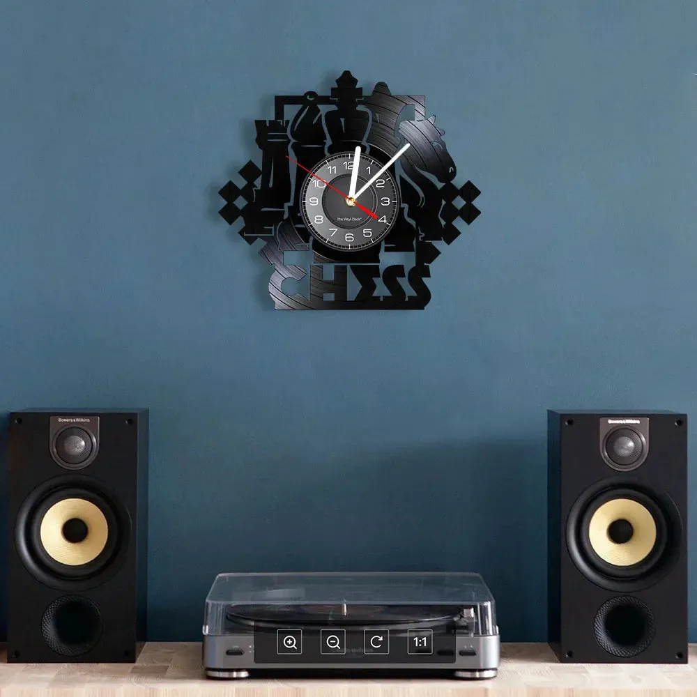 Chess Wall Clock Vinyl Record Art for Lovers