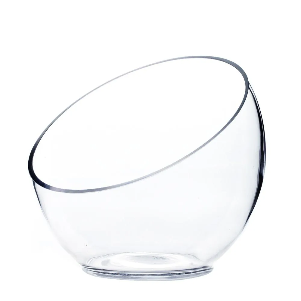 Clear Slant Bowl Glass Vase, 7" X 6"