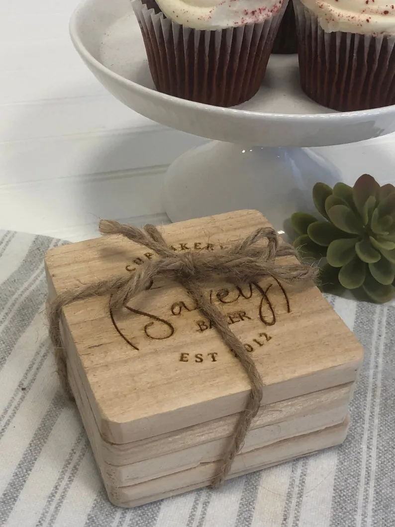 Corporate Logo Wood Coasters