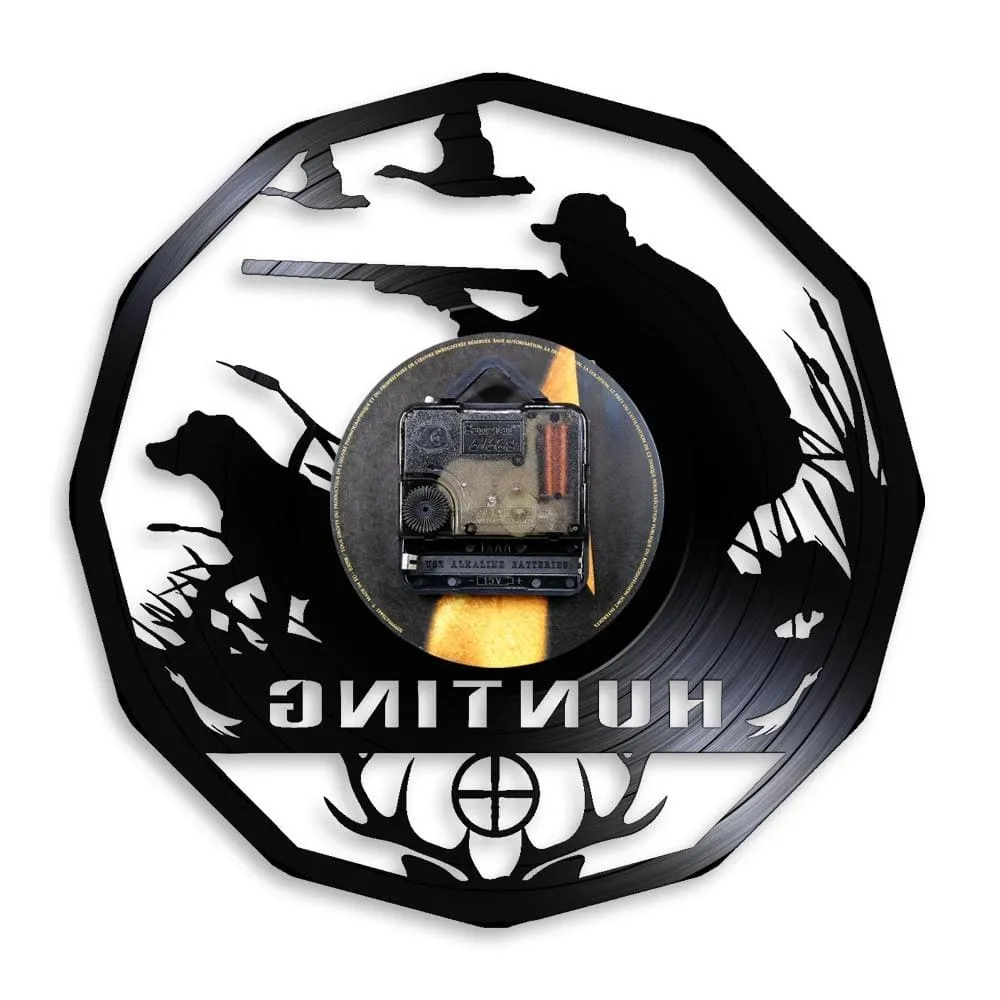 Deer Hunter Hunting Gift Led Vinyl Record Wall Clock Retro Vinyl Record Led