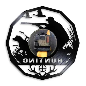 Deer Hunter Hunting Gift Led Vinyl Record Wall Clock Retro Vinyl Record Led