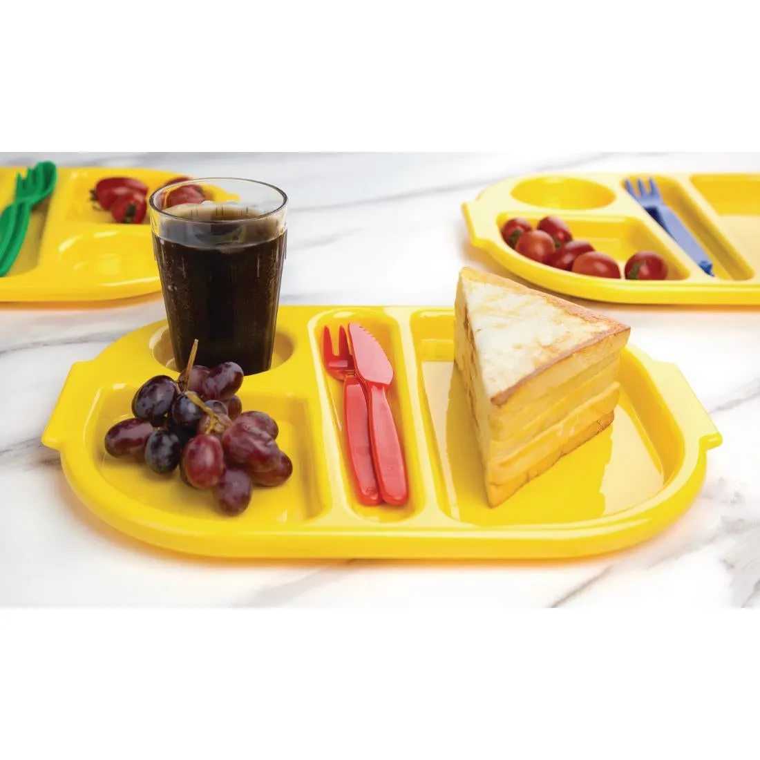 DL127 Kristallon Small Polycarbonate Compartment Food Trays Yellow 322mm