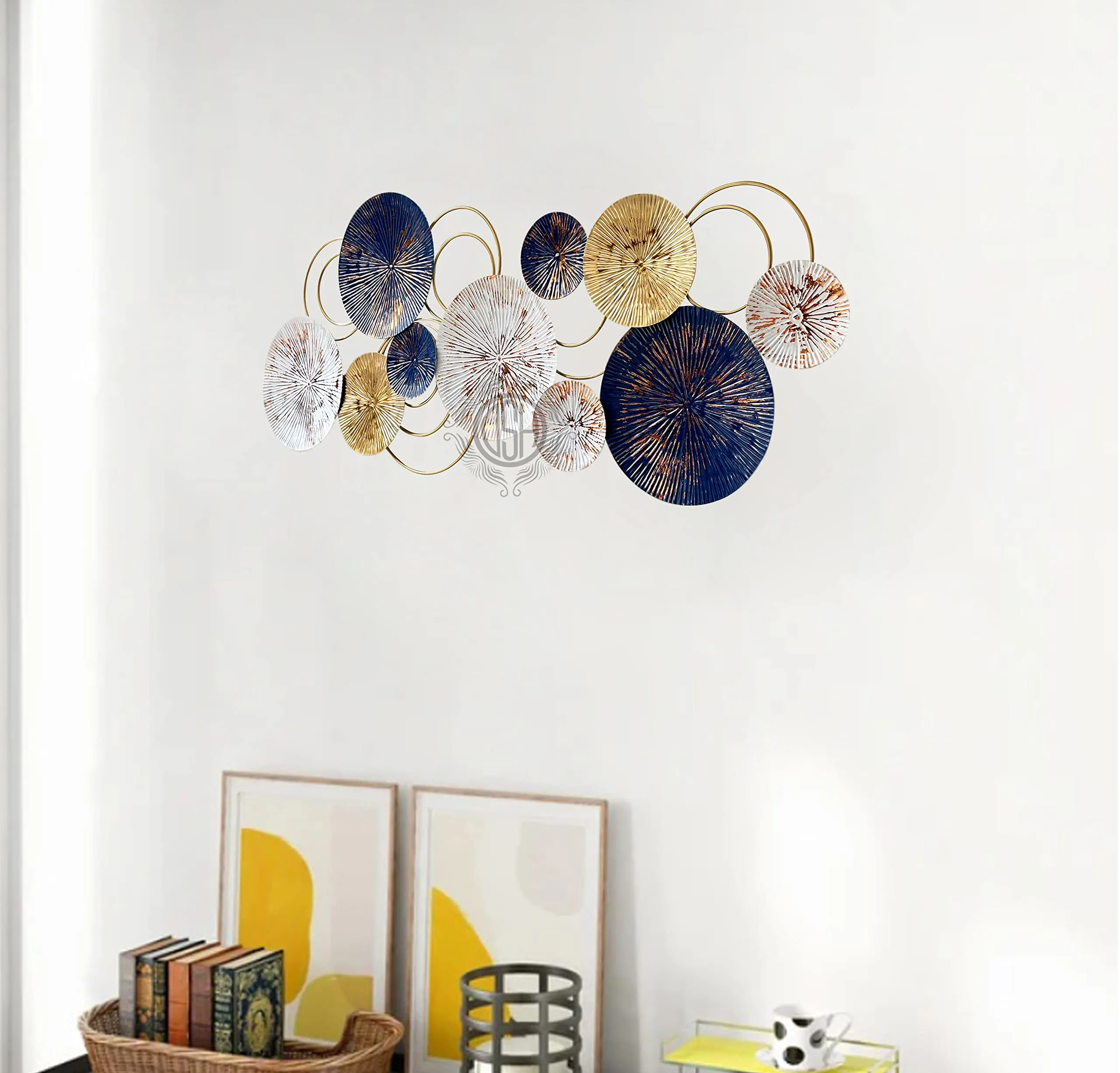 DSH CRAFTING YOUR CURIOSITY Metal Wall Art Wall Sculpture Wall Hanging Showpiece Perfect For Home (18-Circle-Blu)