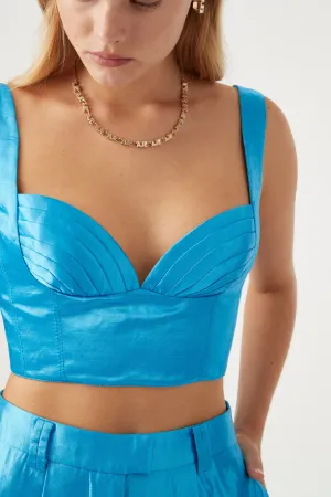Elation Pleated Bralette Azure Blue