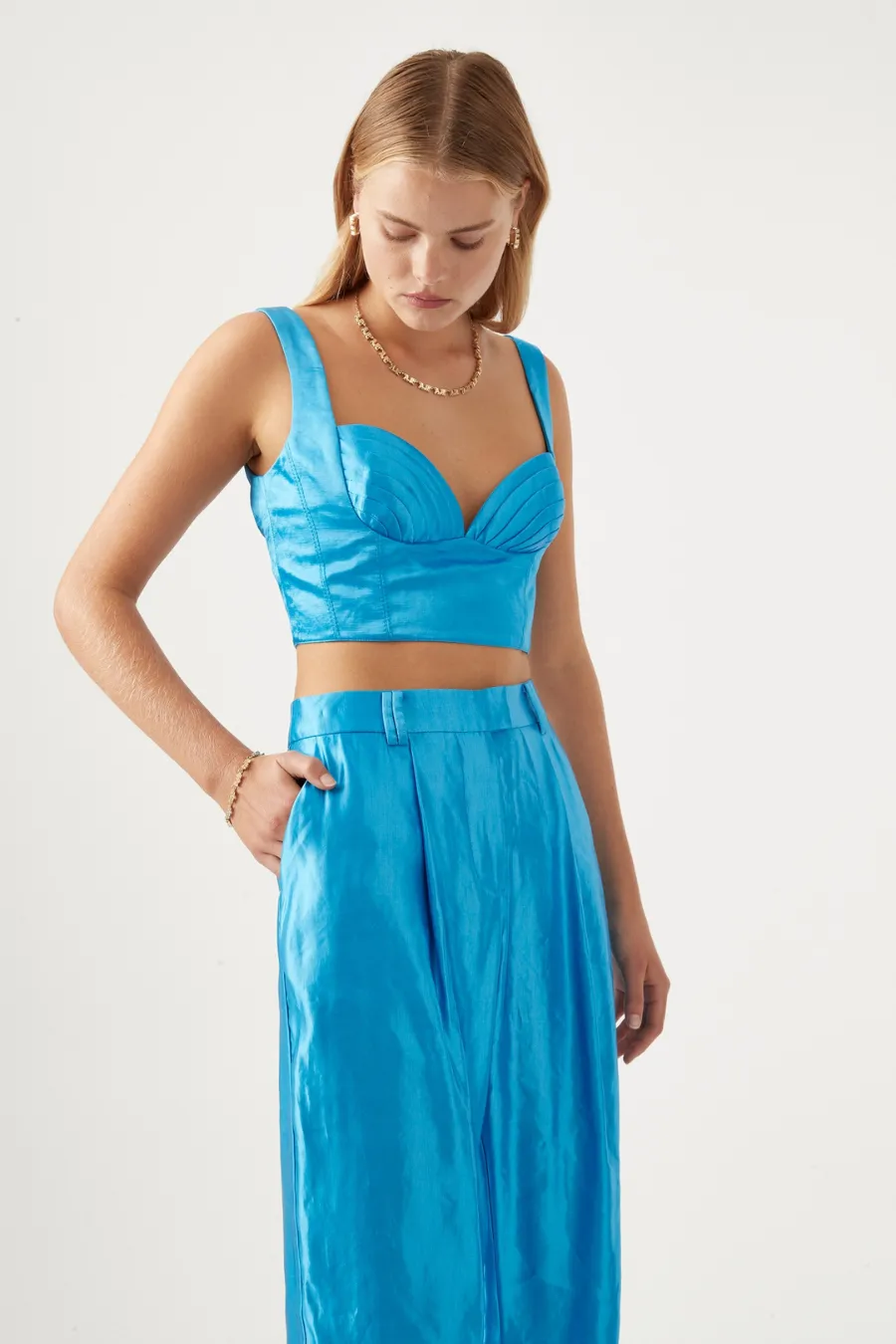 Elation Pleated Bralette Azure Blue