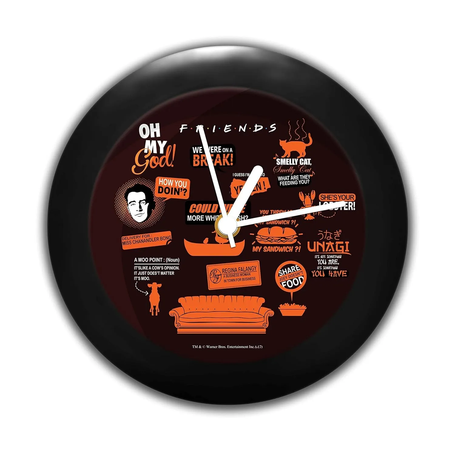 Epic Stuff - Friends Tv Series Infographic Orange Table Clock for Desk |Table Clock for Office, Gift Set Birthday Gift Official Licensed by Warner Bros, USA