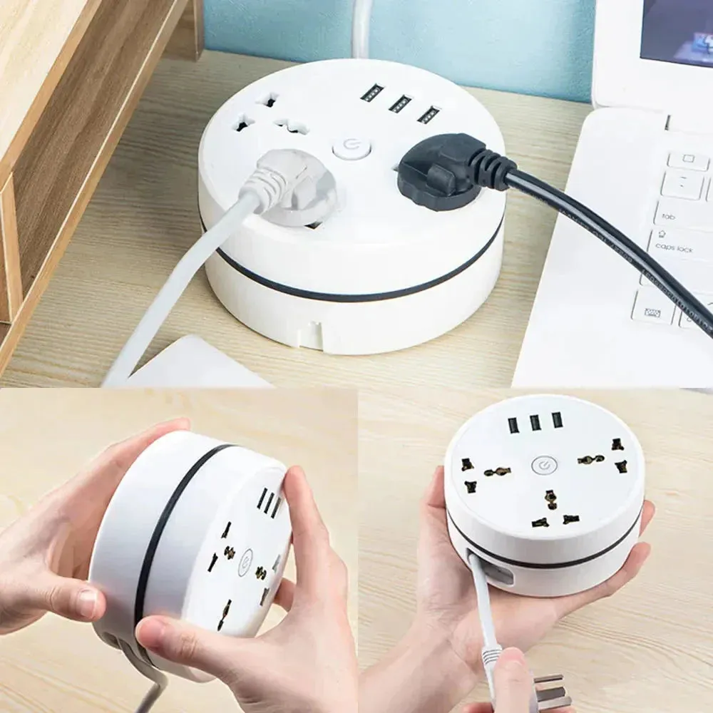 EU Plug AC Outlet Smart Home Power Strip  Multipurpose Electrical Extension Cord with USB Ports & Fast Charging