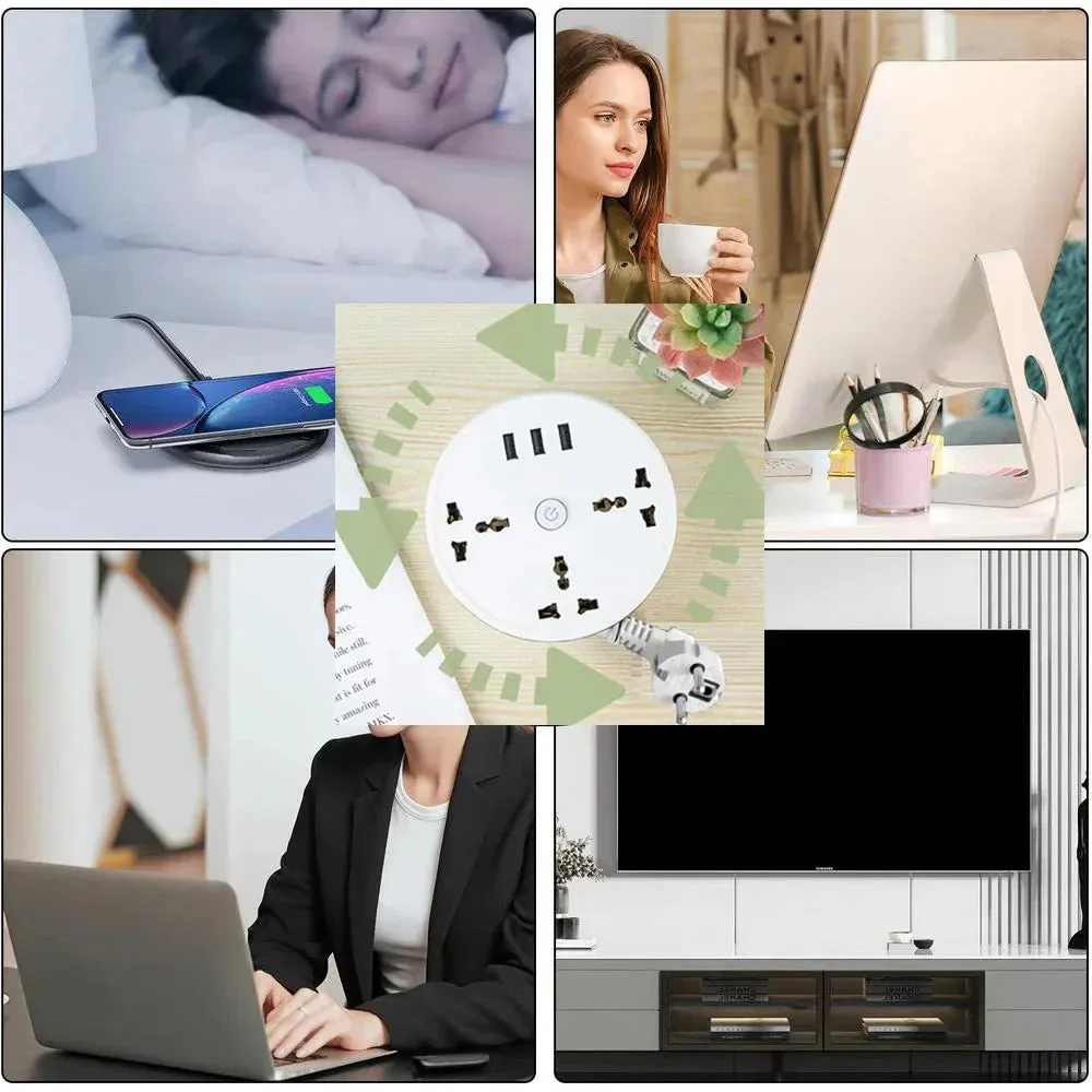 EU Plug AC Outlet Smart Home Power Strip  Multipurpose Electrical Extension Cord with USB Ports & Fast Charging