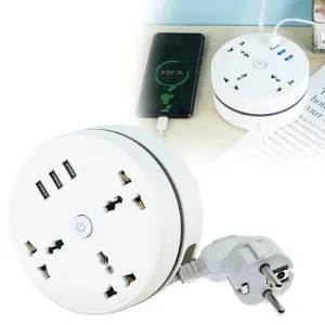 EU Plug AC Outlet Smart Home Power Strip  Multipurpose Electrical Extension Cord with USB Ports & Fast Charging